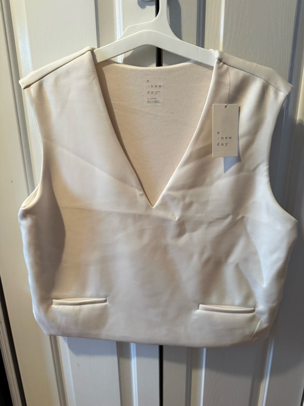 Womens Sandwash Vest - A New Day - Cream Size XL